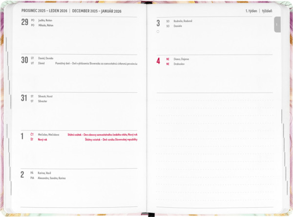 NOTIQUE 18-mesačný diár Petito – Ružový mramor 2025/2026, 11 x 17 cm 1