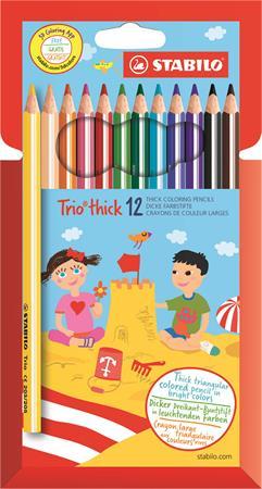 Farebné ceruzky, sada, trojhranný tvar, hrubé, STABILO "Trio thick", 12 rôznych farieb 1