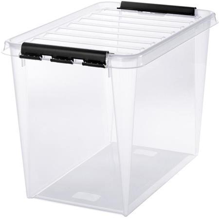Úložný box, plastový, 61 litrov, čierne úchytky, SMARTSTORE "Classic 65", priehľadná 1