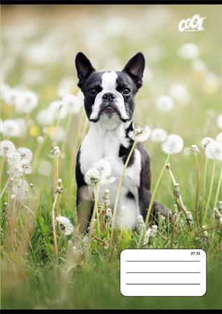 Zošit, A5, štvorčekový, 32 listov, COOL BY VICTORIA "B&W dogs", "27-32"