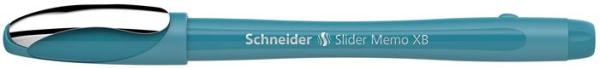 Guľôčkové pero, 0,7 mm, s vrchnákom, SCHNEIDER "Slider Memo XB", pávia modrá 2