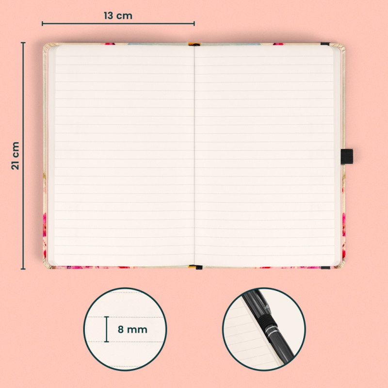 NOTIQUE Notes Vtáčiky – sakura Kateřiny Winterové, linajkovaný, 13 x 21 cm 2