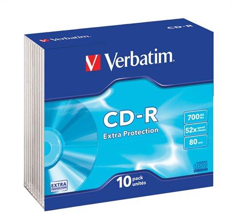 CD-R disk, 700 MB, 52x, 10 ks, tenký obal, VERBATIM "DataLife" 1