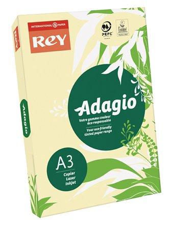 Kopírovací papier, farebný, A3, 80 g, REY "Adagio", pastelová žltá 1
