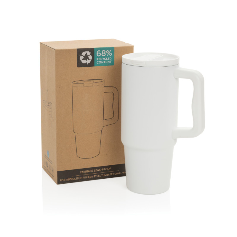Embrace nepretekajúci tumbler z recykl. nerez. ocele 900ml biela 7