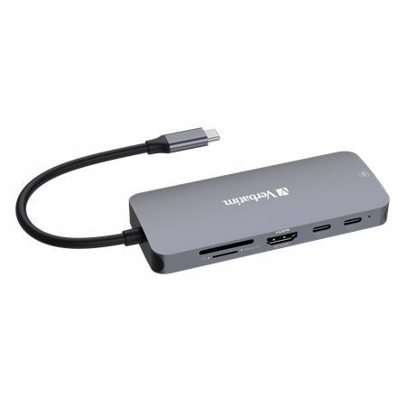 USB HUB, 2xUSB-C/1xHDMI/3xUSB-A/RJ45/SD/mSD, VERBATIM 1