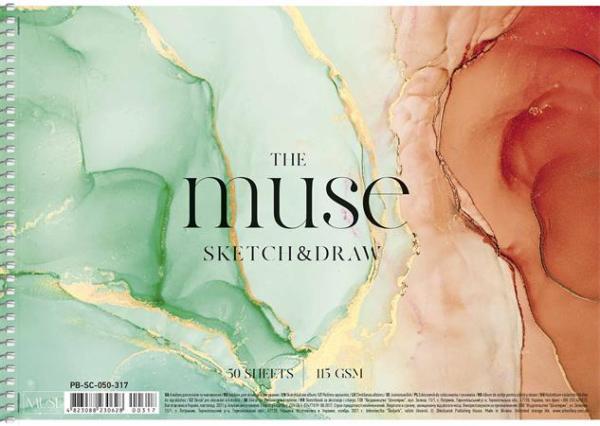 Náčrtník, špirálový, A4, 50 listov, 115 g, SHKOLYARYK "Sketch&Draw Muse" 3