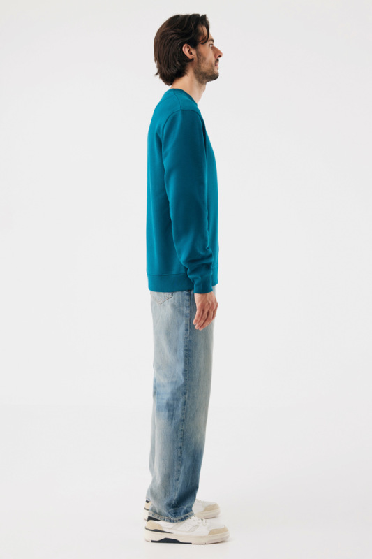 IQONIQ Toria Unisex mikina s okrúhl. výstrihom z rec. bavlny dark teal L 11