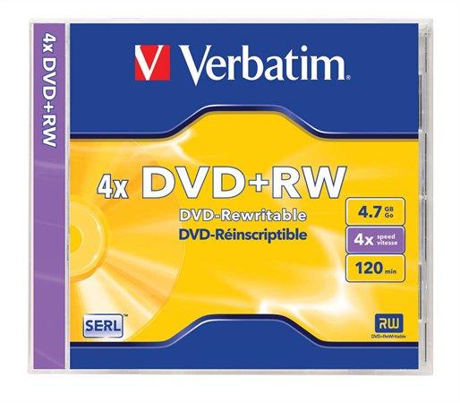 DVD+RW disk, prepisovateľný, 4,7GB, 4x, 1 ks, klasický obal, VERBATIM