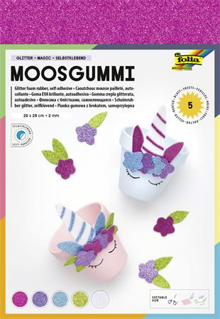 Moosguma, samolepiaca, trblietavá, 20x29 cm, 5 listov, FOLIA "Magic", 5 rôznych farieb