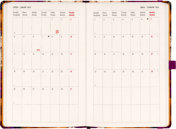 NOTIQUE Planbook diár/notes Vintage kvety 2027, 13 x 21 cm 3