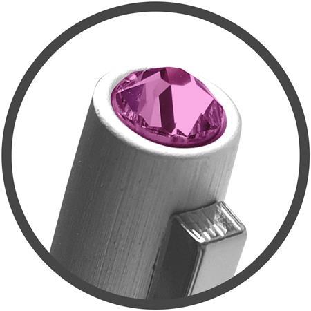 Guľôčkové pero, strieborná, "Oslo", s ružovým krištáľom SWAROVSKI®, 13 cm, ART CRYSTELLA® 2
