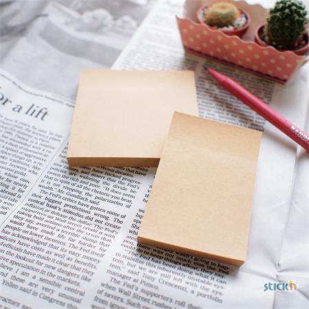 Samolepiaci poznámkový blok, 76x76 mm, 100 listov, STICK N "Kraft Notes", hnedá 6
