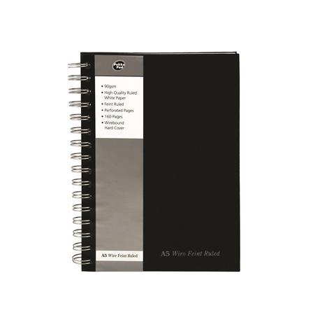 Špirálový zošit, A5, linajkový, 80 strán, PUKKA PAD "Black", čierna 1