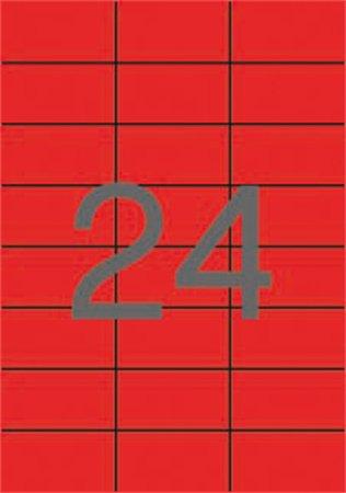 Etikety, 70x37 mm, farebné, APLI, červené, 2400 etikiet/bal 1
