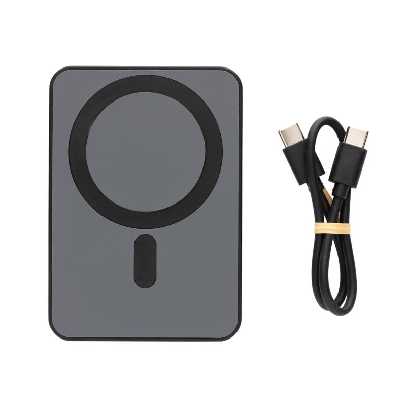 Magnetická powerbanka 5000mAh Magnetix z RCS recykl. plastu čierna 4