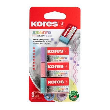 Guma, KORES "KE-30", 3 pastelové farby 1