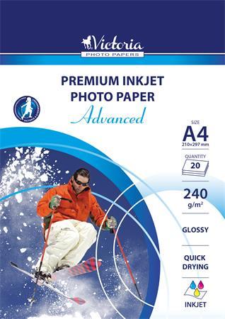 Fotopapier, pre atramentovú tlač, A4, 240 g, vysokolesklý, VICTORIA "Advanced"