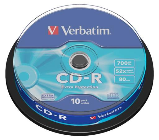 CD-R disk, 700 MB, 52x, 10 ks, cake box, VERBATIM "DataLife" 1