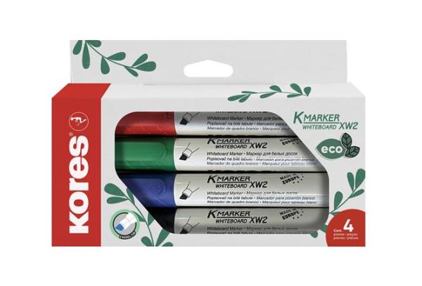 Popisovač na biele tabule a flipchart, zrezaný hrot, KORES "Eco K-Marker", 4 rôzne farby 1