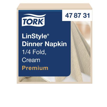 Servítky, priemyselne kompostovateľné, 1/4 ohyb, 1-vrstvové, 39x39 cm, Premium, TORK "LinS