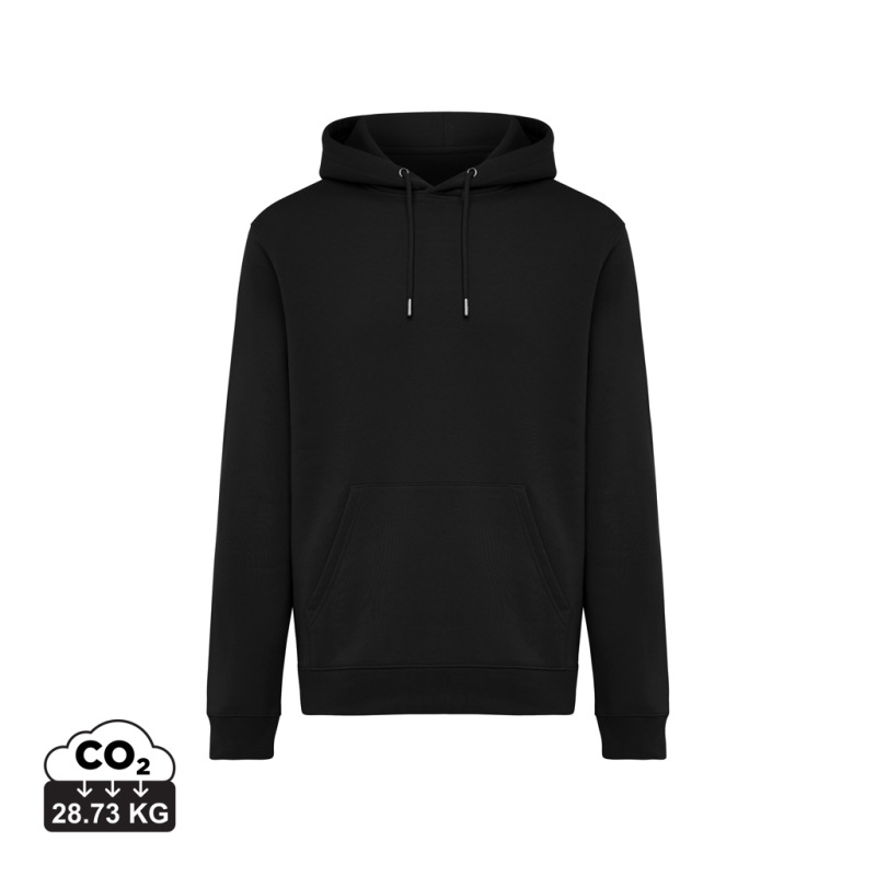 IQONIQ Joshua Unisex mikina s kapucňou z rec. bavlny čierna XXS