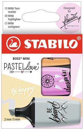 Zvýrazňovač, sada, STABILO "Boss Mini Pastellove", 3 rôzne farby 1