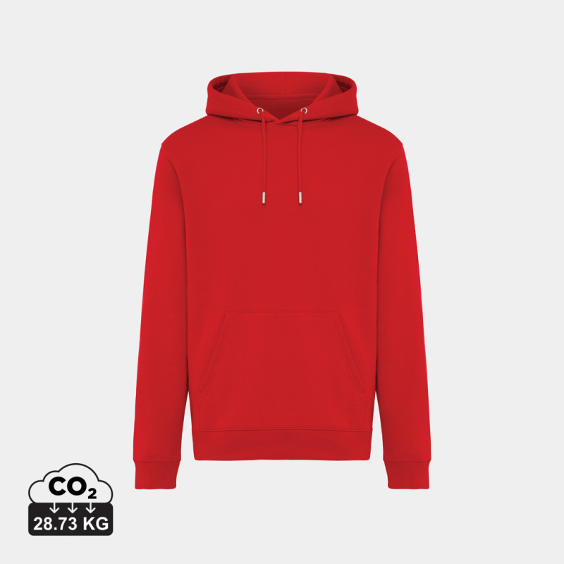 IQONIQ Joshua Unisex mikina s kapucňou z rec. bavlny červená L