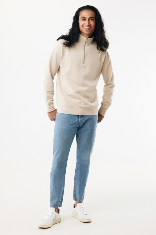 IQONIQ Elgon sveter s krátkym zipsom z recyklovanej bavlny desert XXXL 9