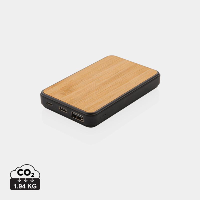Powerbanka 5 000 mAh z bambusu a RCS Rplastu hnedá