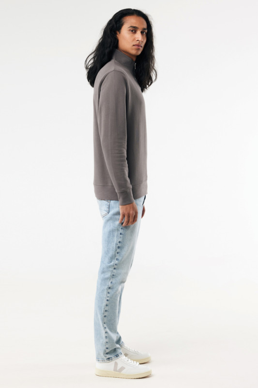 IQONIQ Elgon sveter s krátkym zipsom z recyklovanej bavlny antracitová XS 6