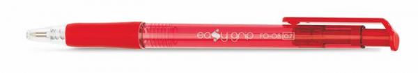 Guľôčkové pero, 0,4 mm, stláčací mechanizmus, FLEXOFFICE "EasyGrip", červené 1