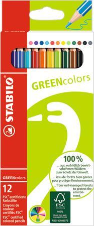 Farebné ceruzky, sada, šesťhranné, STABILO "GreenColors", 12 rôznych farieb 1