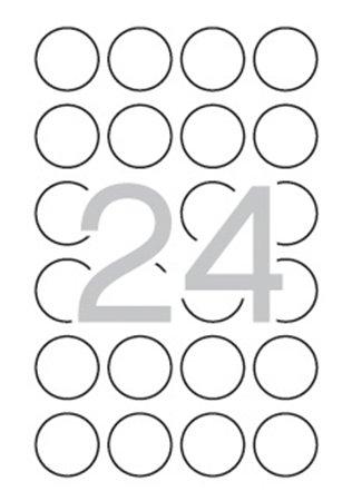 Etikety, okrúhle, priemer: 40 mm, bezpečnostné, zaoblené rohy, APLI, 240 etikiet/bal 1