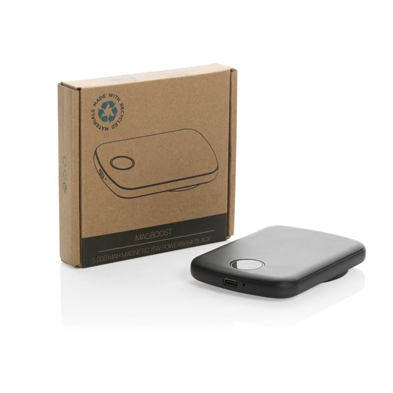Magnetická powerbanka 5000mAh MagBoost z RCS recykl. plastu čierna 10