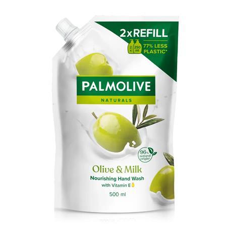 Tekuté mydlo, náhradná náplň, 0,5 l, PALMOLIVE Nourishing "Olive and milk" 1