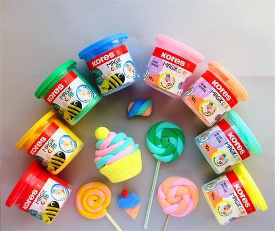 Plastelína,160 g, schnúca na vzduchu, 4 pastelové farby, KORES "Magic Clay" 6