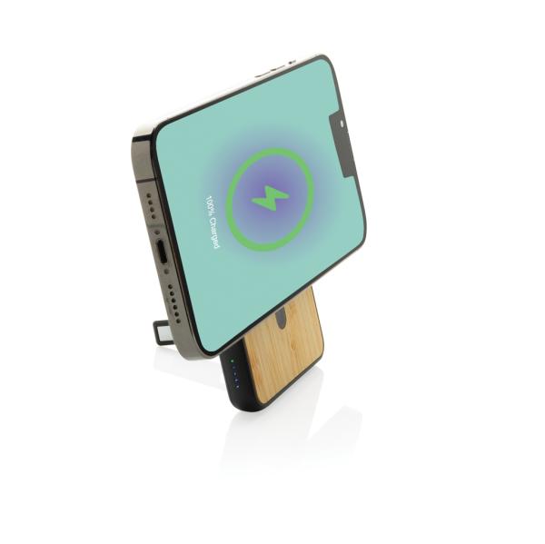 Magnetická powerbanka Zen 5000mAh 5W z RCS plastu a bambusu čierna 6
