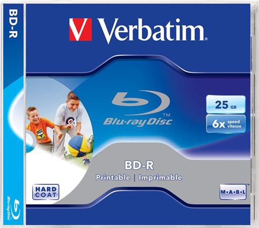 BD-R Blu-Ray disk, potlačiteľný, 25GB, 6x, 1 ks, klasický obal, VERBATIM 1