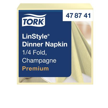 Servítky, priemyselne kompostovateľné, 1/4 ohyb, 1-vrstvové, 39x39 cm, Premium, TORK "LinS 1