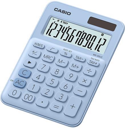 Kalkulačka, stolová, 10-miestna, CASIO "MS 20UC", svetlomodrá