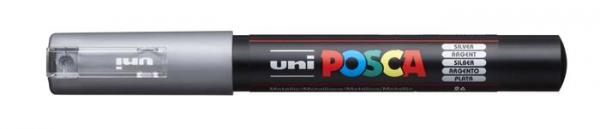 Dekoračný popisovač, 0,7-1,0 mm, UNI "Posca PC-1M", strieborná 1