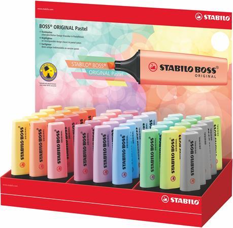 Zvýrazňovač, displej, 2-5 mm, STABILO "BOSS Pastel", mix pastelových farieb 1