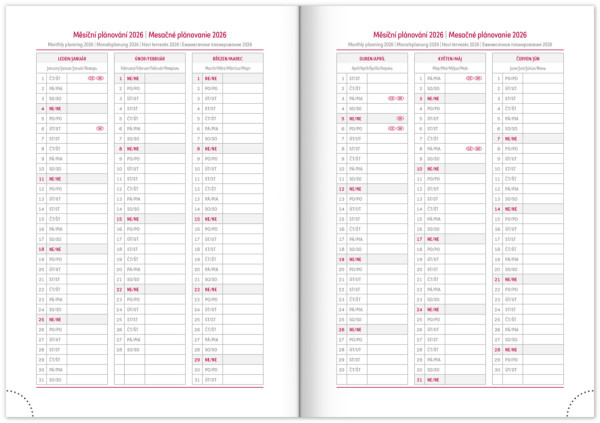 NOTIQUE Denný diár Aprint 2026, červený, 15 x 21 cm 6