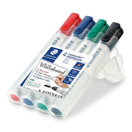 Popisovač na tabule, sada, 2 mm, kužeľový hrot, STAEDTLER "Lumocolor 351", 4 rôzne farby 2