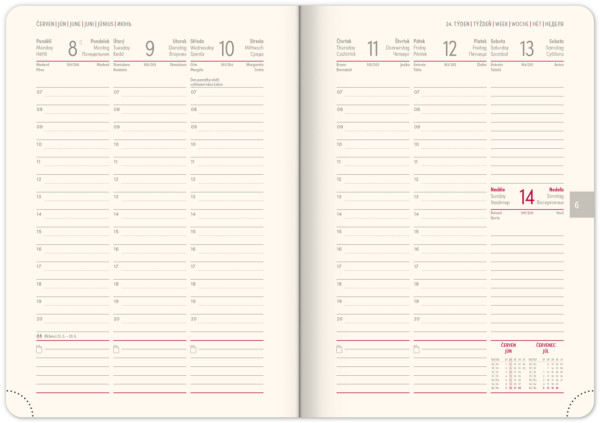 NOTIQUE Týždenný diár Diamante 2026, červený, 15 x 21 cm 1