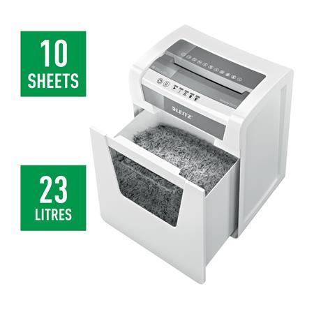 Skartovací stroj, mikrokonfety, 10 listov, LEITZ "IQ Office P5" 6