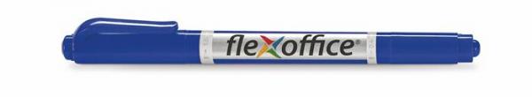 Permanentný popisovač, 0,4/1,0 mm, kužeľový, obojstranný, FLEXOFFICE "PM01", modrý