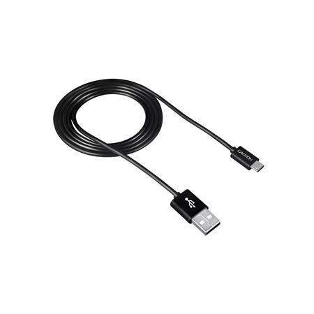 USB kábel, USB 2.0-microUSB, 1 m, CANYON "UM-1", čierna 1