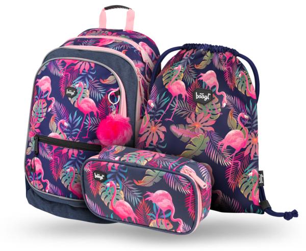 BAAGL SADA 3 Core Flamingo: batoh, peračník, vrecko